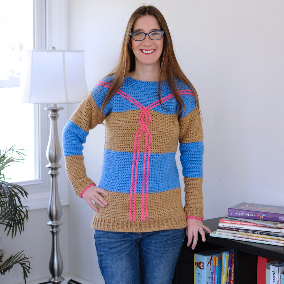 Draw the Line Cable Sweater Crochet Pattern by Mary Beth Cryan