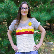 Load image into Gallery viewer, Beautiful View Tee PDF Crochet Pattern by Mary Beth Cryan

