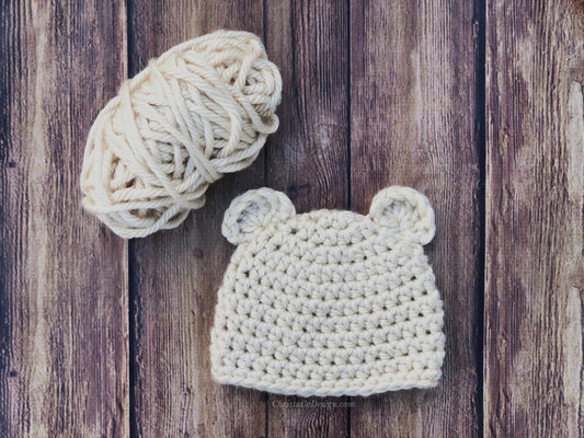 Chunky Bear Beanie Crochet Pattern by Crystal Marin