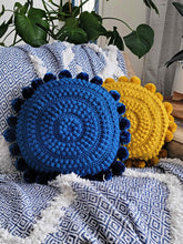 Load image into Gallery viewer, Circular Pom Pom Pillow PDF Crochet Pattern by Emily Christine
