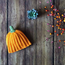 Load image into Gallery viewer, Ribbed Pumpkin Hat Crochet PDF Pattern by Crystal Marin
