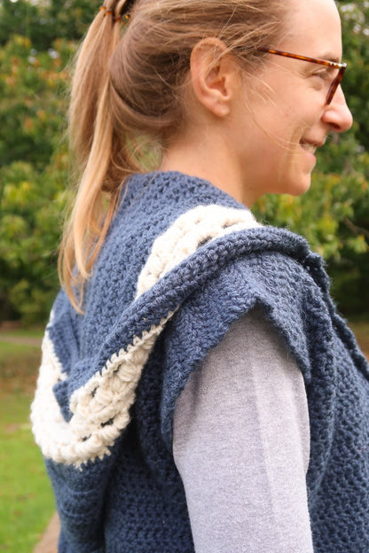 Dusk Hooded Vest Crochet PDF Pattern by Hortense Maskens