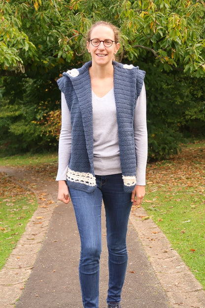 Dusk Hooded Vest Crochet PDF Pattern by Hortense Maskens