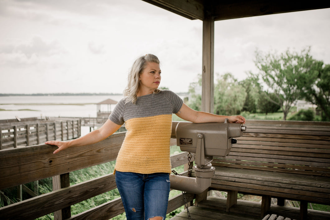 Herringbone Split Waist Tee PDF Crochet Pattern by Lorene Eppolite