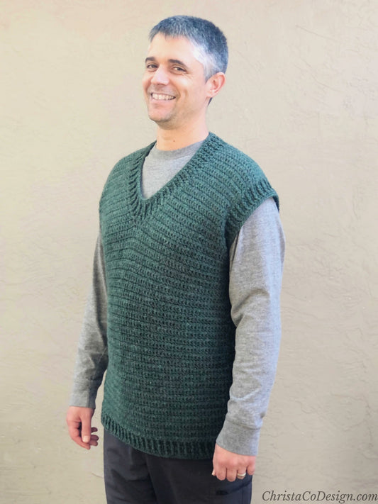 Alfonso Men's Vest Crochet Pattern by Crystal Marin