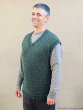 Load image into Gallery viewer, Alfonso Men&#39;s Vest PDF Crochet Pattern by Crystal Marin
