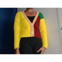 Load image into Gallery viewer, Crochet color block cardigan PDF Crochet Pattern by Helena Mathias
