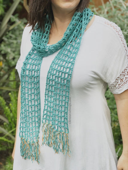 Skinny Summer Scarf Crochet Pattern by Crystal Marin