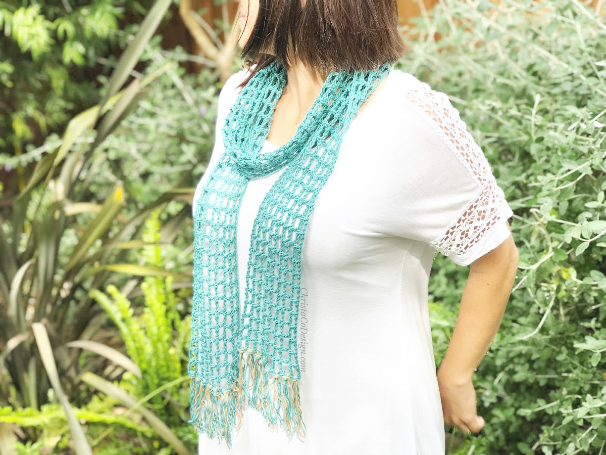 Skinny Summer Scarf Crochet Pattern by Crystal Marin
