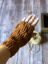 Load image into Gallery viewer, Pinerolo Fingerless Gloves Crochet PDF Pattern by Crystal Marin
